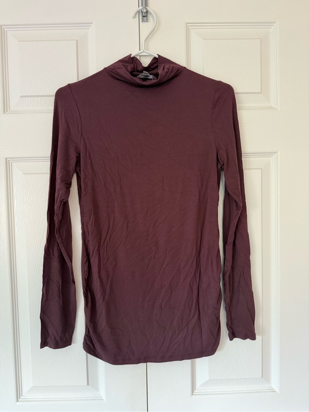 Thyme Maternity Women's Long-Sleeve Mockneck Top - Purple/Mauve